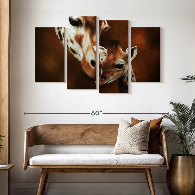 Brampt mère et bébé girafe, H 32 po x l 52 po