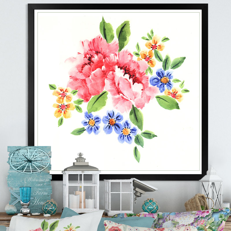 Belles fleurs roses naturelles - sur, Cadre noir, H 16 po x l 16 po x P 1 po