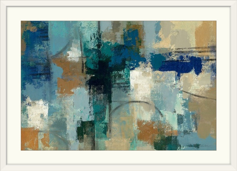 «Jasper Lagoon» par Fronton, reproduction d'art, H 20 po x l 26 po x P 1 po, Cadre blanc