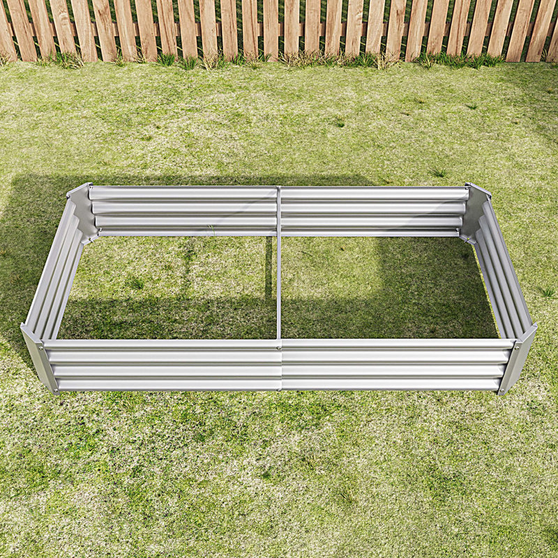 Raised Garden Bed Outdoor, Metal Raised  Rectangle Planter Beds for Plants, Vegetables, and Flowers, 6×3×1ft, Silver