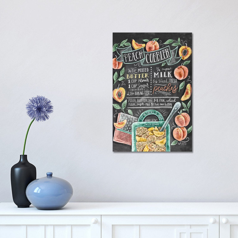 Peach Cobbler Recipe - Print on Canvas, 45.72cm H x 30.48cm W x 1.91cm D, Wrapped Canvas