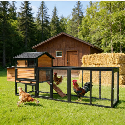 114"L Extra Large Chicken Coop with Nesting Boxes Chicken House