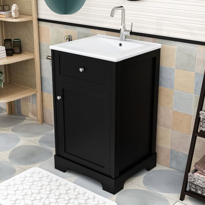 Modern 20" Bathroom Vanity with Ceramic Sink and Durable MDF Base