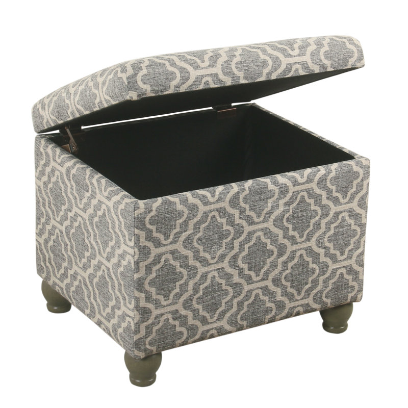 Repose-pieds avec rangement Arath, Treillis géométrique en polyester gris cendré