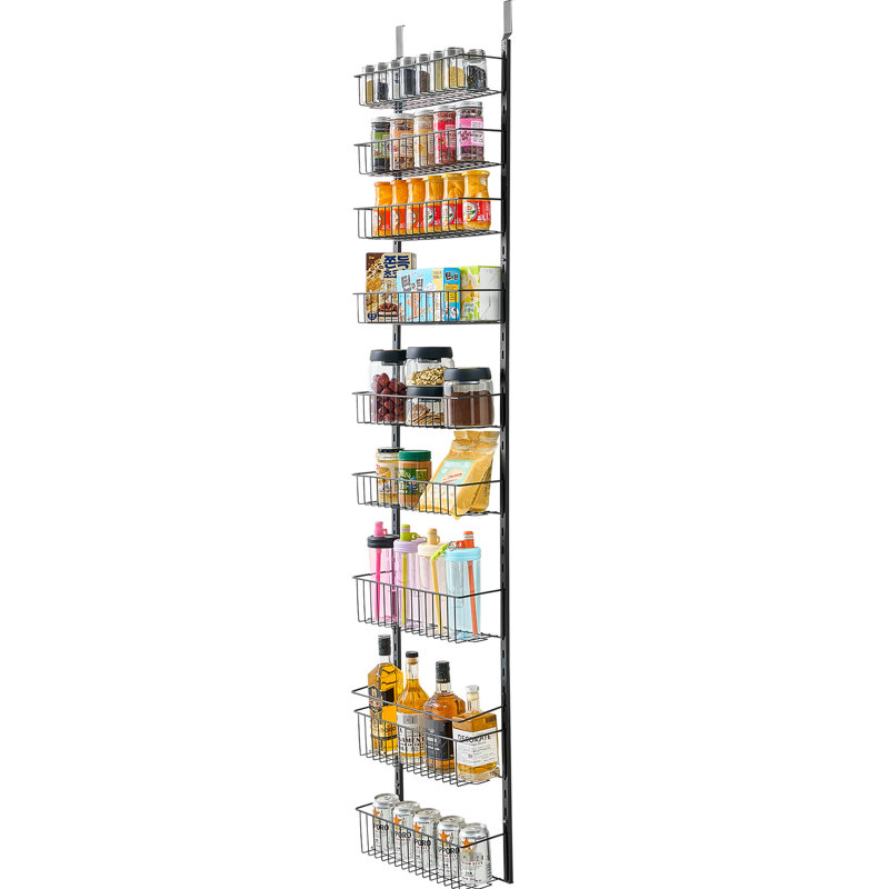 Au-dessus de la porte Rangement de rangement réglable à 9 niveaux pour garde-manger, cuisine, rouille et support facile à installer