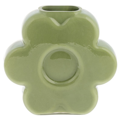 GLASS FLOWER VASE  GREEN