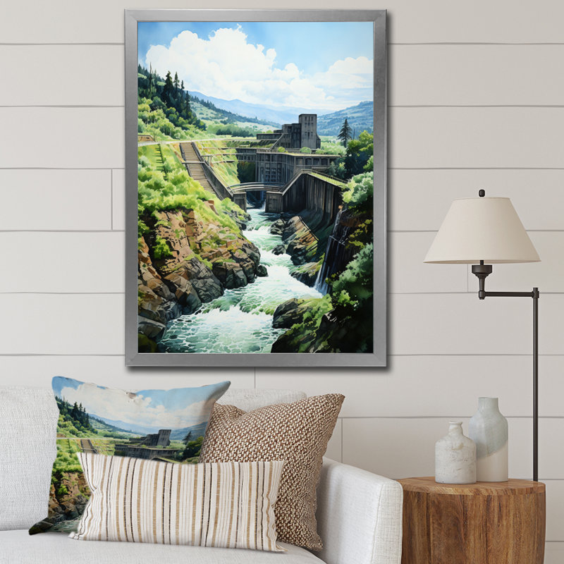 Dam Dampress Heights Pointillism II - Dams Wall Decor, H 32 po x l 16 po x P 1 po, Cadre photo argenté