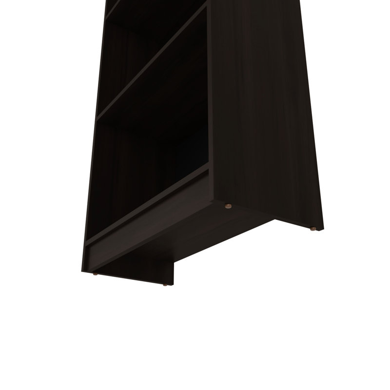 Stained Walnut Bookcase With Open Storage And 4 Shelves, Ideal For - Tier Flat Showcasing Photos, Complementary To Interior