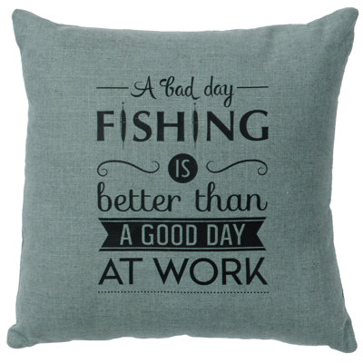 Wooded River Image Pillow - Fishing Day - Linen Ocean