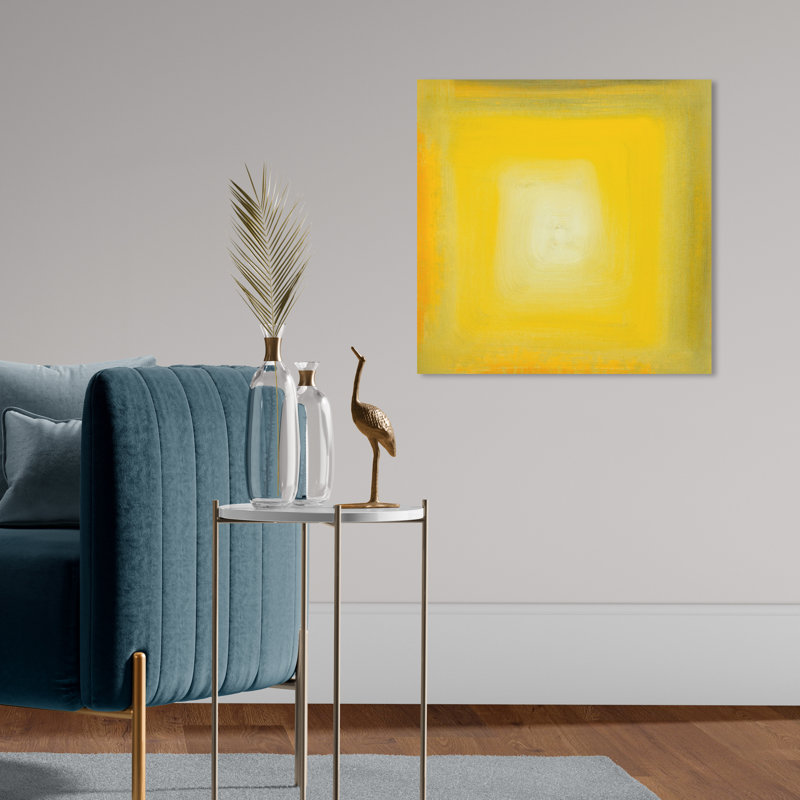 Jaune jaune cube - peinture sur toile, H 20 po x l 20 po