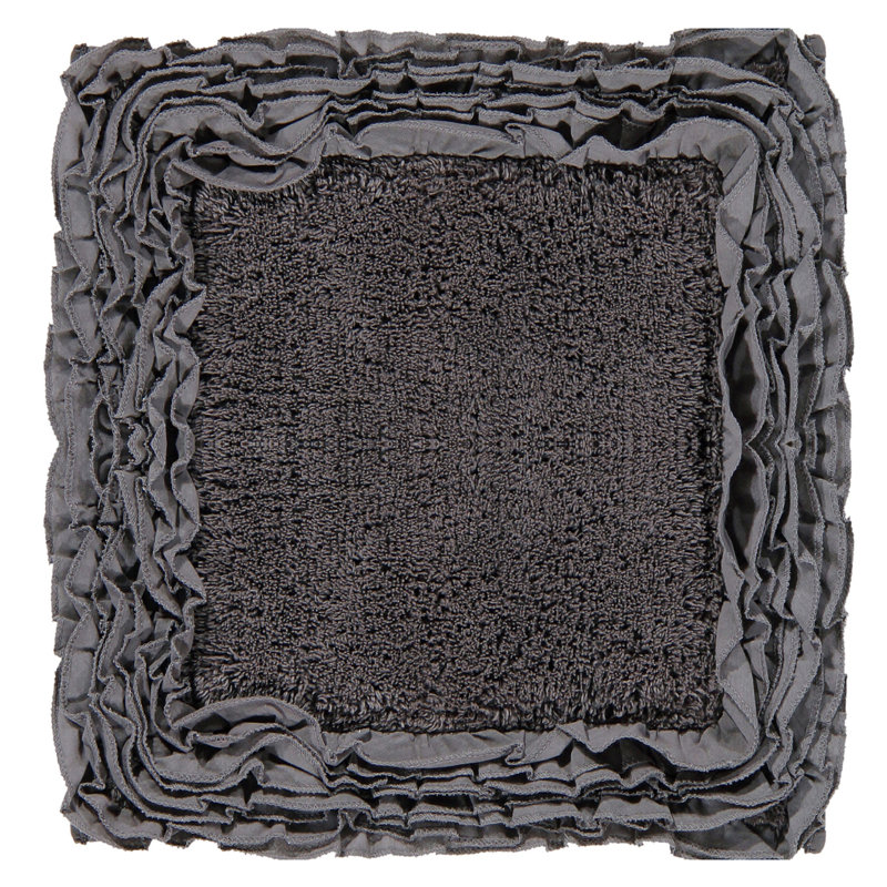 Ensemble de tapis pour salle de bain 100% coton 1775 g / m² 2 pièces Courson, certifié OEKO-TEX®, envers en latex antidérapant, motif de volants touffetés moelleux, super absorbant, tapis de salle de bain lavables à la machine, gris