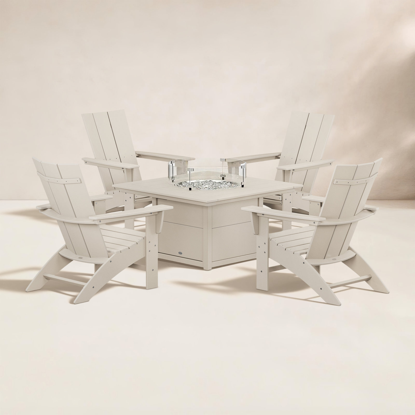 POLYWOOD® Modern Adirondack 4-Person Patio Seating Group, Sand