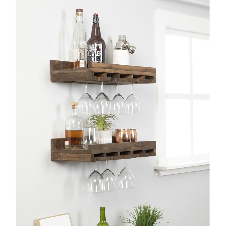 Ceiling Shelf Mounted Floating Suspended Shelves,Hanging Wooden Ceiling  Shelf Wine Rack,Storage Rack for Bars/Restaurants/Kitchens