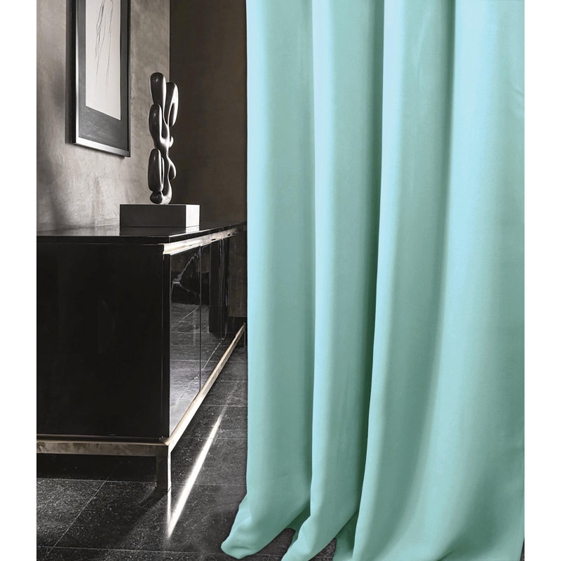 Khaidyn Pencil Pleat Room Darkening Curtain, Teal, 114 W x 137 D cm