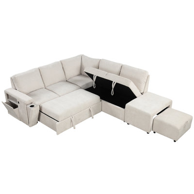 Elegant L-Shaped Modular With Storage And Inputs, For Various Living Spaces Extra Space Sockets, Suitable