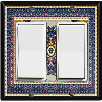 Colorful Elegant Carput Rug Print Nature Themed 2 - Gang Rocker Standard Wall Plate