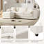 Canapés modulaires, canapé-lit moderne en L à 4 places de 103,5 po et repose-pieds mobile pour salon | Chenille | Crème-124535965