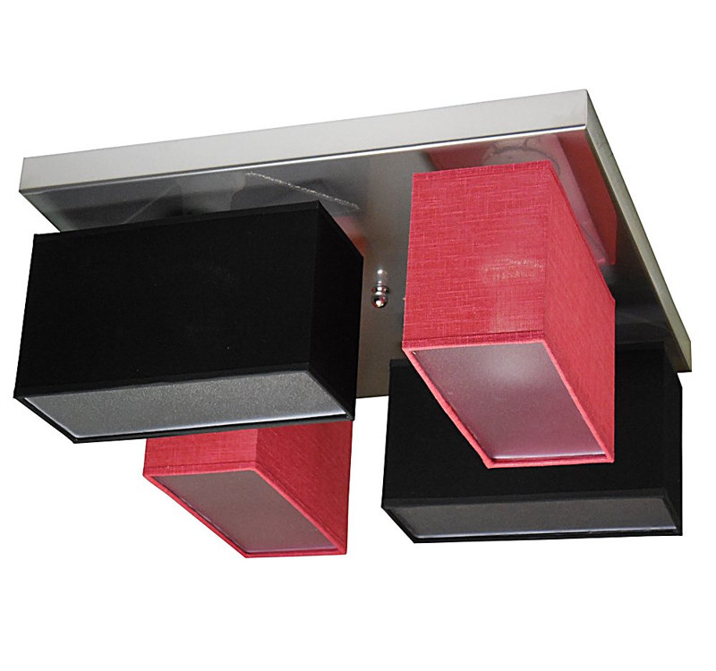 Partridge Fabric Semi Flush Mount, Black/Red