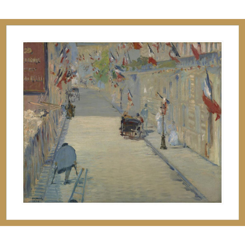 La rue Mosnier avec drapeaux par Edward Manet, impression giclée sur cadre, H 33,5 po x l 39,63 po