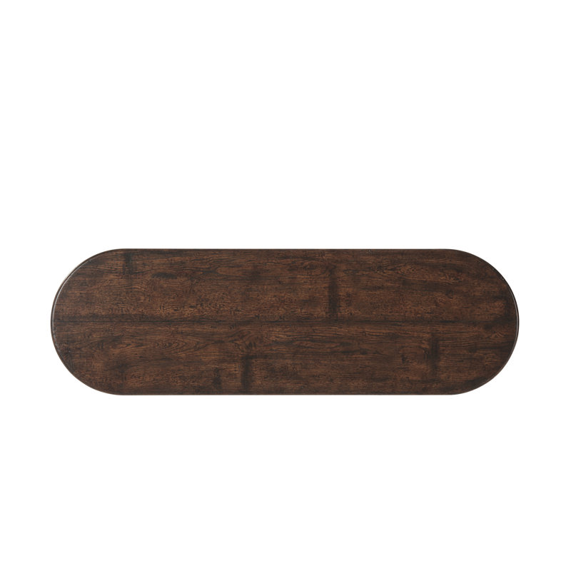 Lord Spencer Rustic Oak Oval Console Table with Floral Trefoil Stretcher