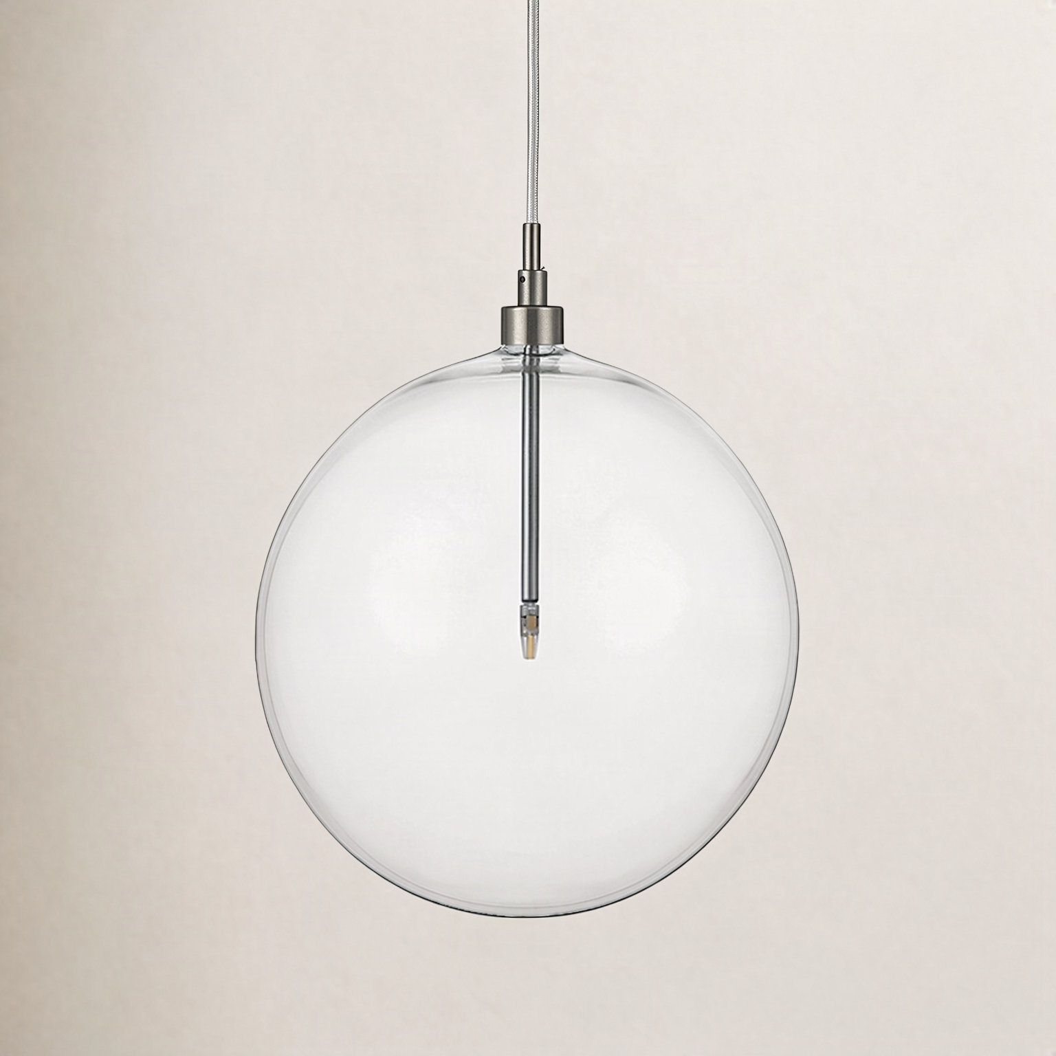 Jeanna Single Light Glass Dimmable Pendant, Nickel