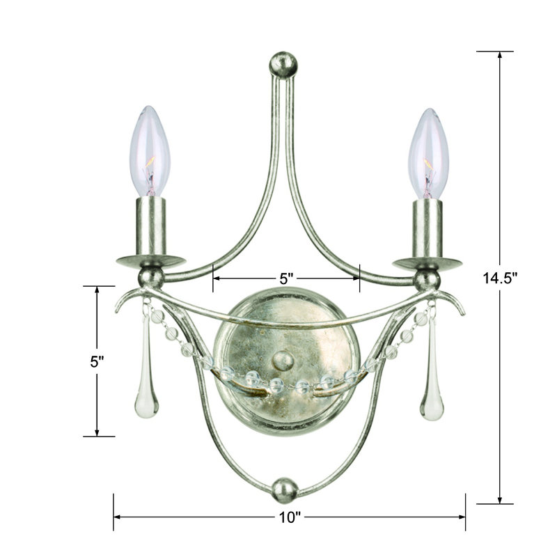 Applique murale 2 lumières Braden, Argent antique