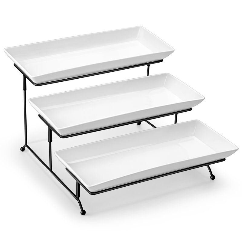 Tiered Stand, Black/Ivory/White
