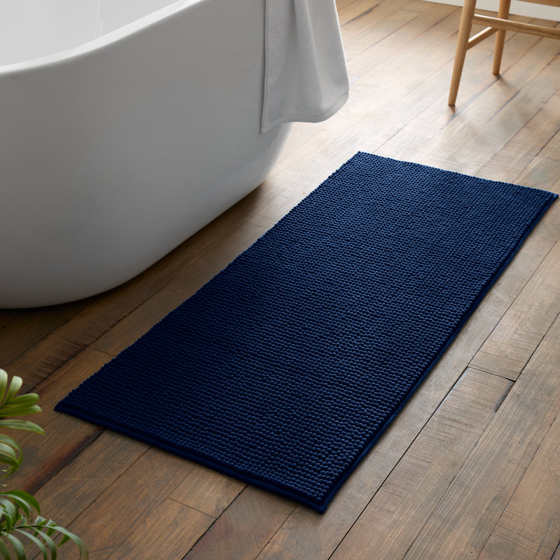 Bobble Bath Runner, Navy Blue