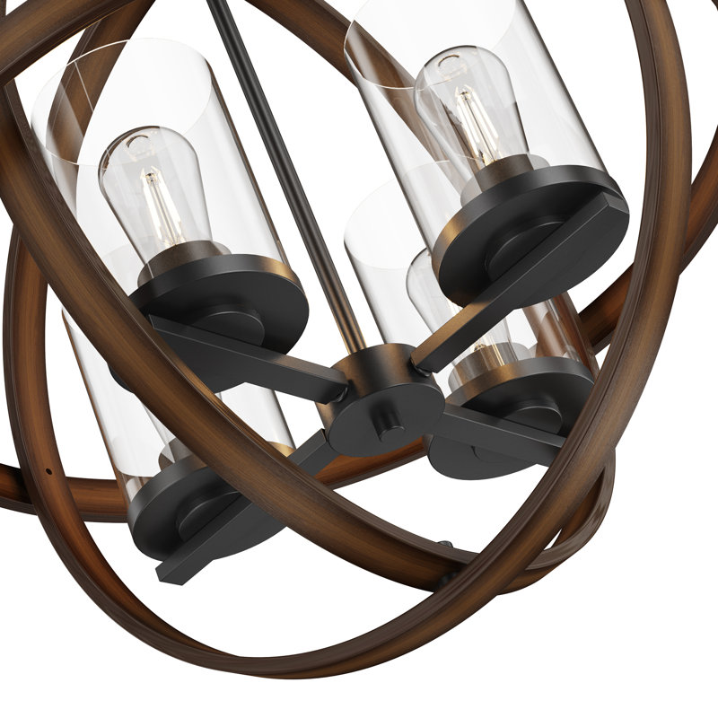 4 - Light Globe Chandelier With Glass Shade