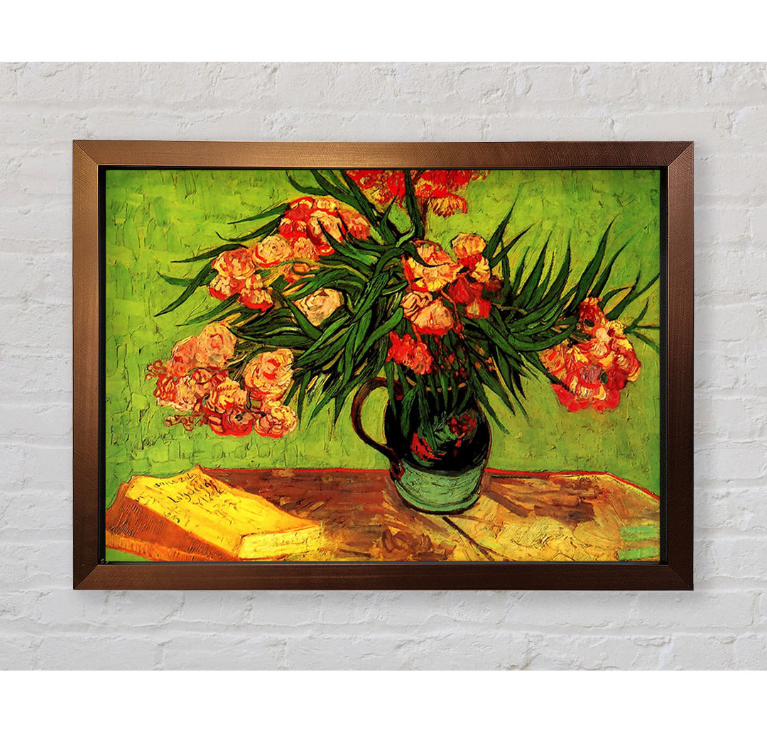 Stillleben Vase mit Oleander und Büchern von Vincent Van Gogh - Einzelne Bilderrahmen Kunstdrucke