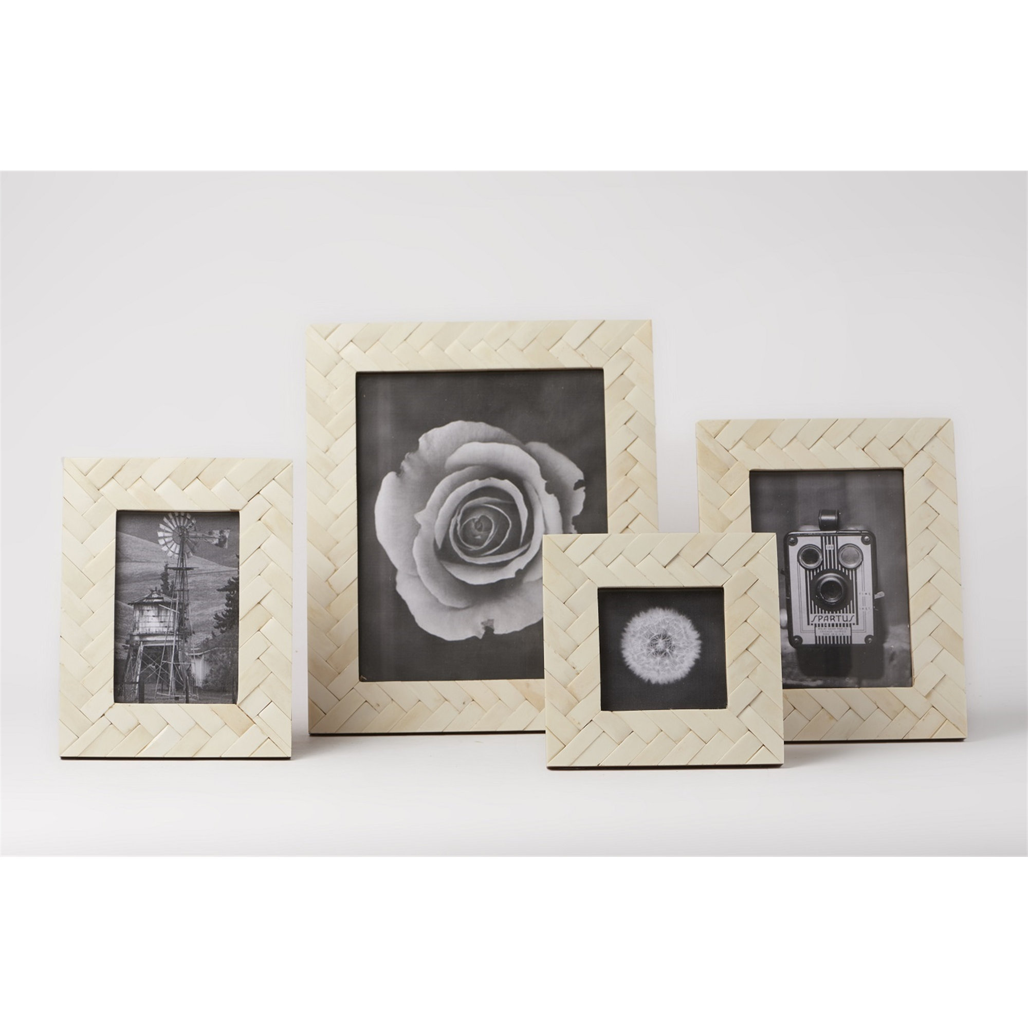 Zephyr Bone Embossed Picture Frame, White, 4" x 6"