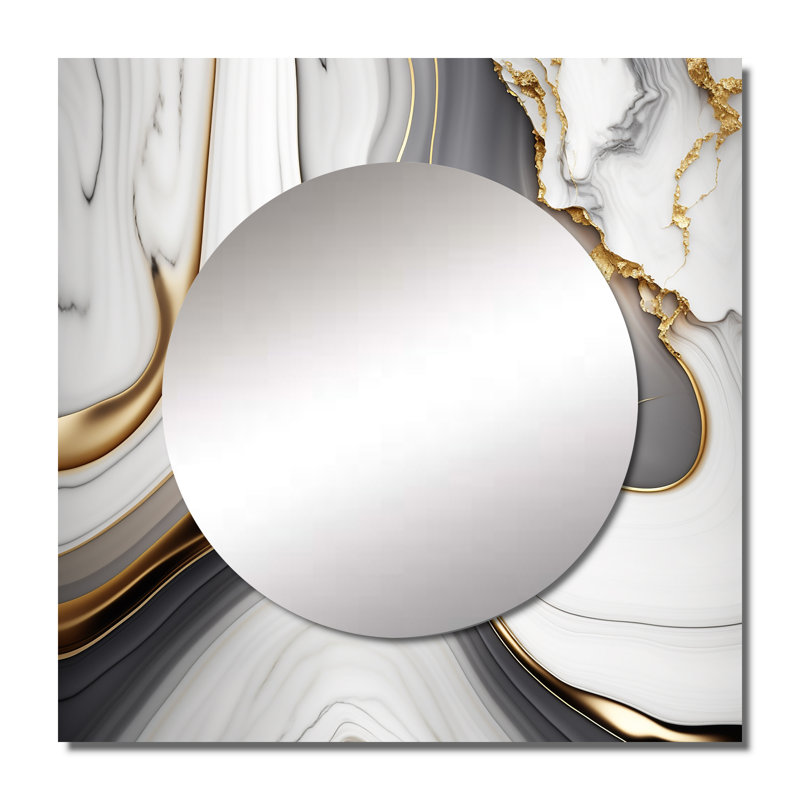 Minush - Abstract Square Living Room Wall Mirror Art, 29" x 29"