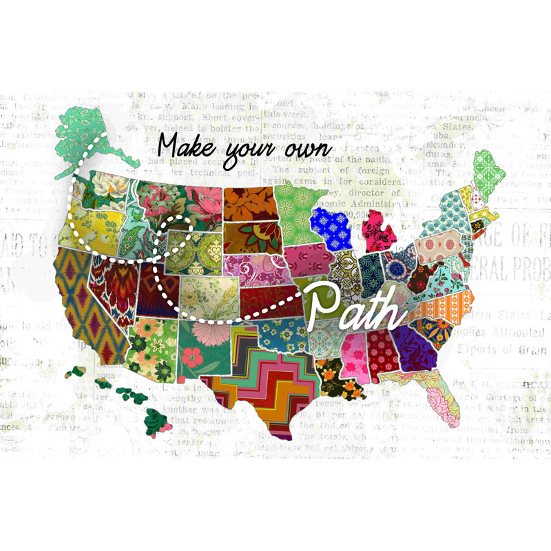 «Map Us Quilted», impression sur toile tendue, H 8 po x l 12 po