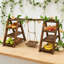Présentoir à petits gâteaux en bois à 3 niveaux, présentoir à dessert avec balançoire et décoration florale, présentoir à échelle