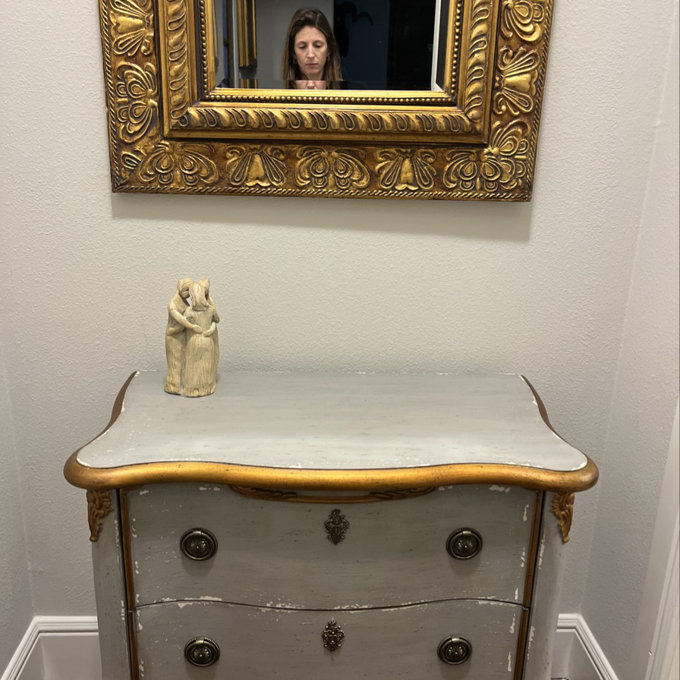 chinese dress ladies Two Piece French Linen Press Dresser Cupboard over Two over Two Drawer –  Vintage French main image 1