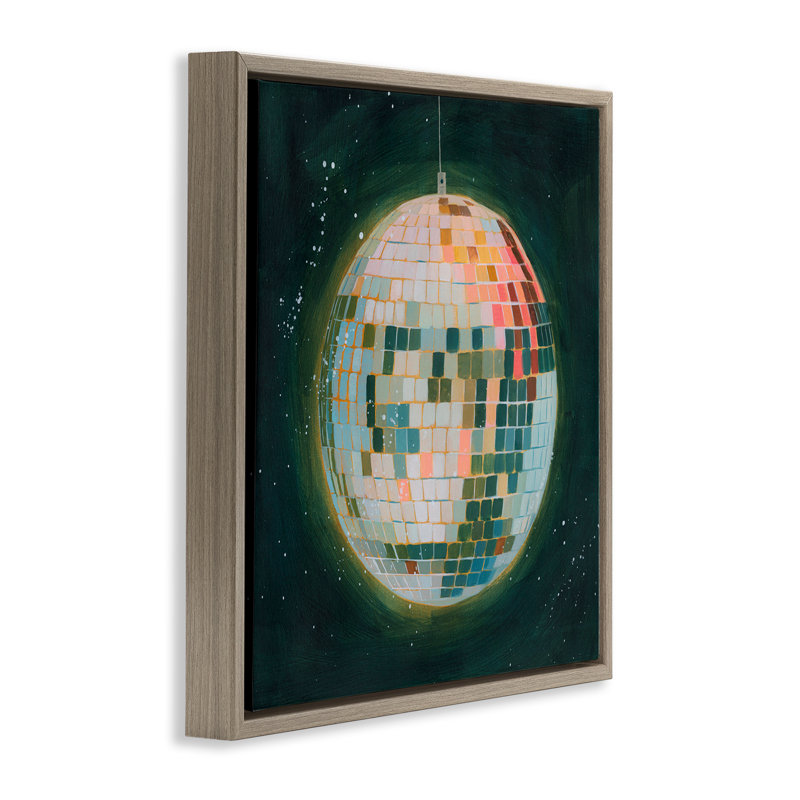 «Disco Ball in Space», art mural encadré flottant noir par Grace Popp, Cadre flottant orme Montalcino, H 25 po x l 25 po