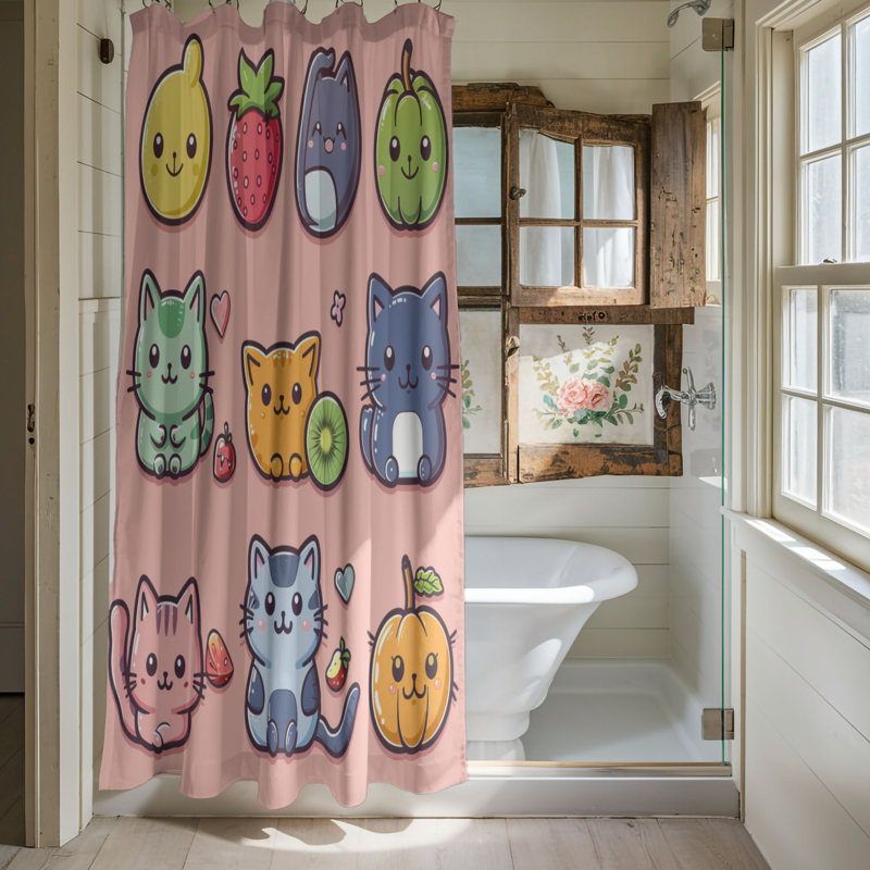 Rideau de douche Playful Kitten - Premium, H 74 po x l 71 po