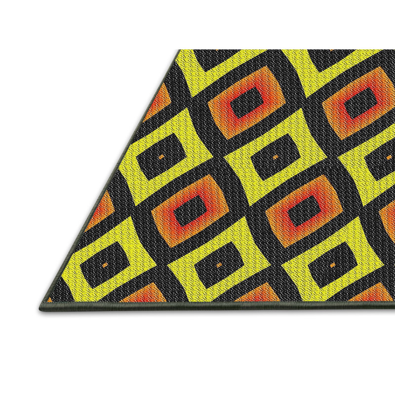 Tapis vert/rouge à motifs Gerharda, Rectangle 5 pi x 7 pi