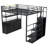 Full Size Metal Loft Bed with Storage Staircase and Wardrobe,Shelves and Lockers-2003600763