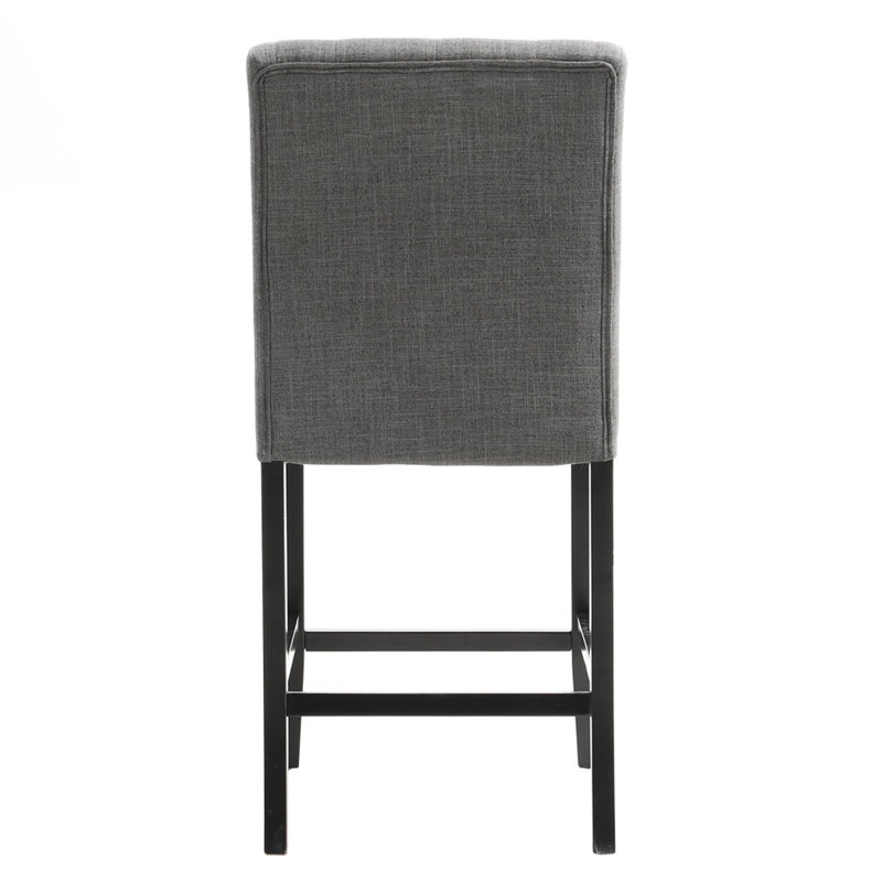 Schillinger Upholstered Bar Stool with Solid Wood Frame, Light Grey