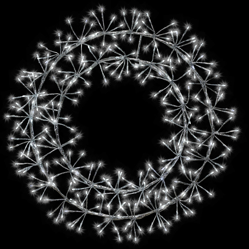 Lighted 24'' Wreath, Pure White/Silver