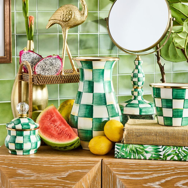 Emerald Check Tall Vase