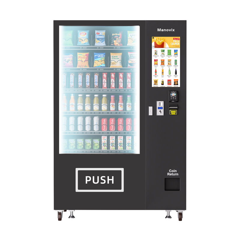 76In L Snack and Cold Beverages Combo Vending Machine 21 Inch Credit Card Reader and Coin/Bill Acceptor, 60 Slots/Refrigerated with Touch Screen
