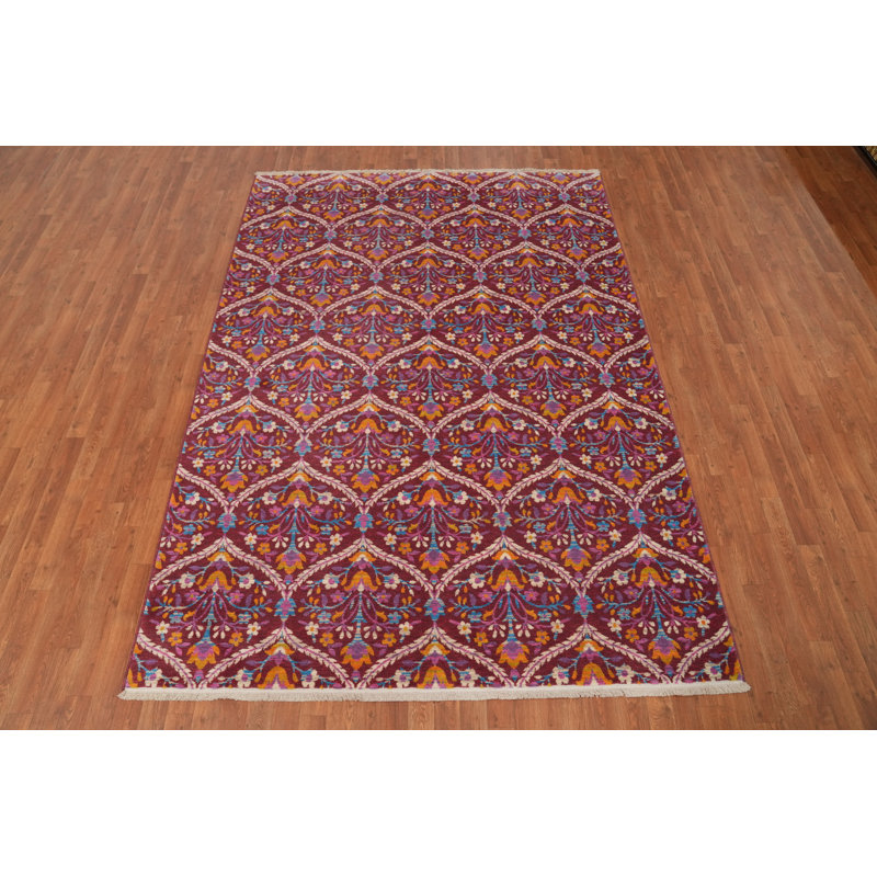 Tapis rouge all-over de style Gabbeh 6 x 9