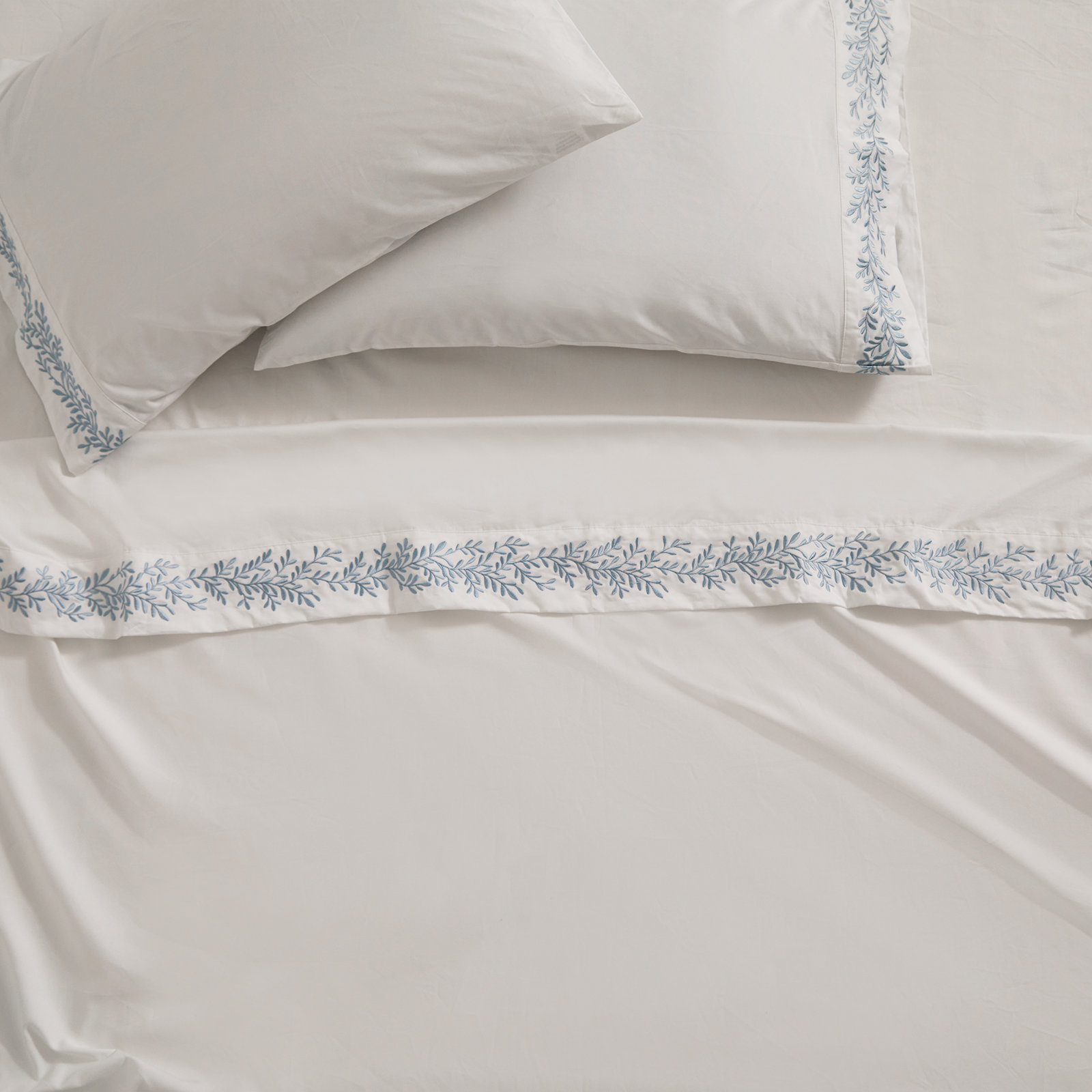 Canberra Pima Cotton Sheet Set, Queen Sheet Set with 2 Pillowcases, Blue