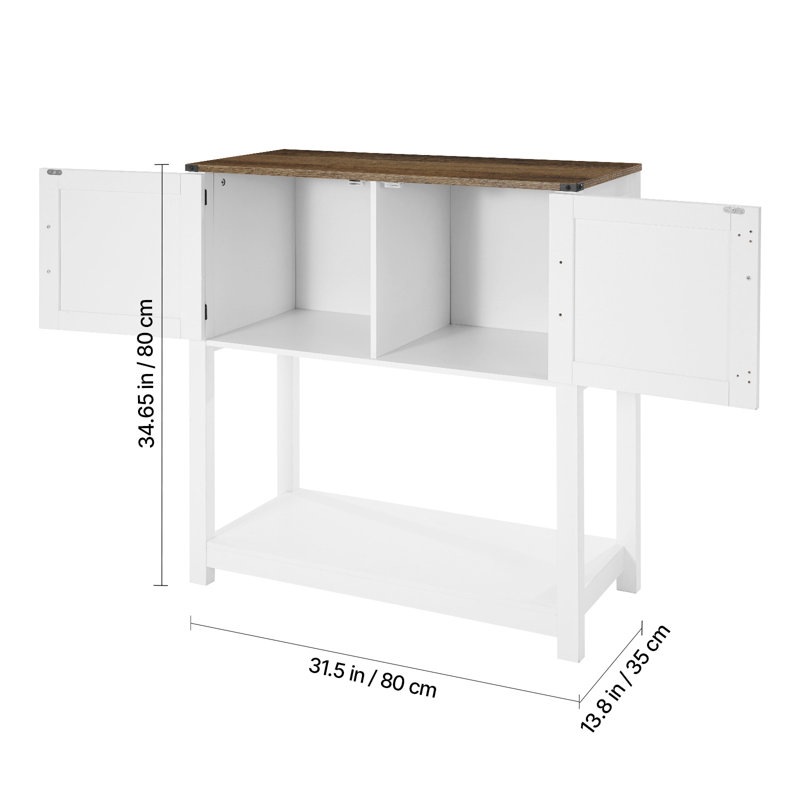 Coffee Bar Cabinet, 31.5 Inch Farmhouse Coffee Bar Cabinet with Storage, Coffee Bar Table with Magnetic Doors, Farmhouse Sideboard Buffet Cabinet for Living Room, Entryway