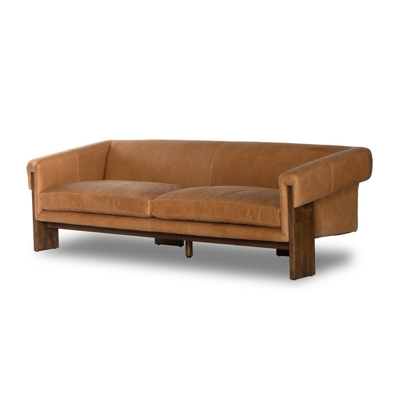 Cairo 90.5" Upholstered Sofa, Palermo Cognac Top Grain Leather