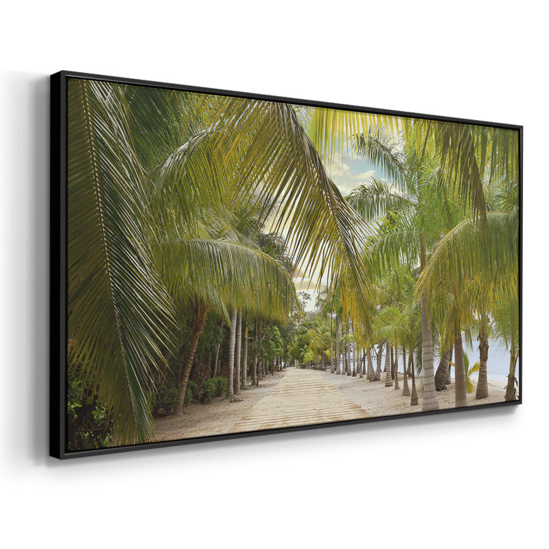 Passerelle tropicale - Toile tendue avec châssis encadré - Prêt à accrocher, Noir, H 21 po x l 41 po