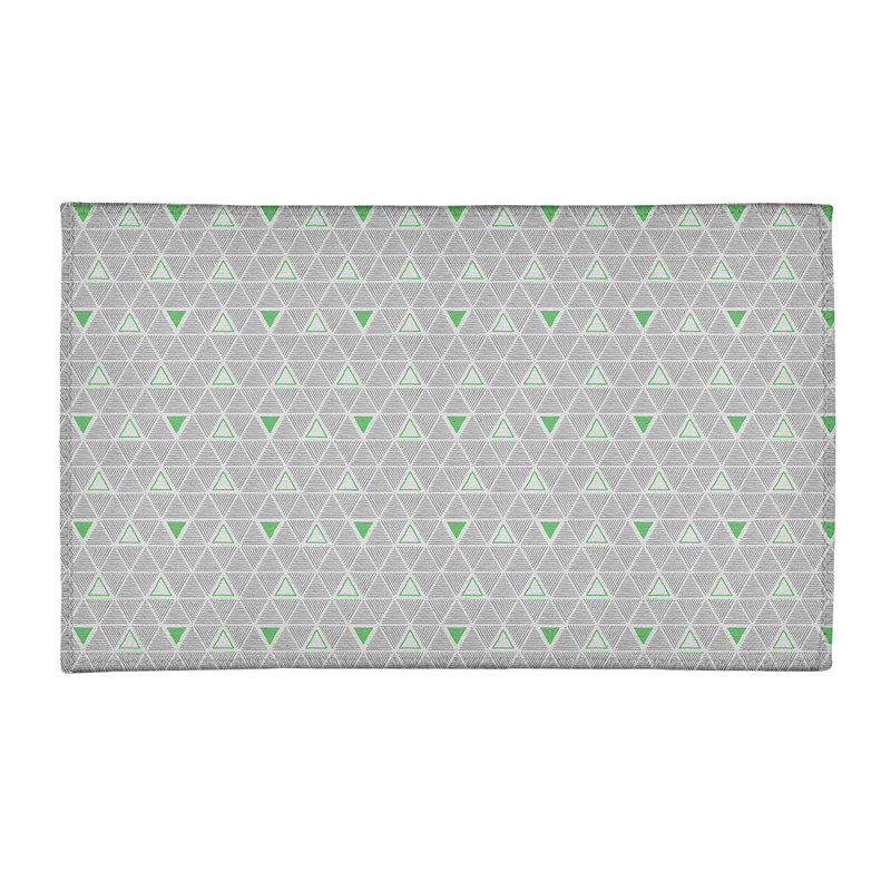 Tapis gris/vert à main carrée triangles, Rectangle 2 pi x 3 pi