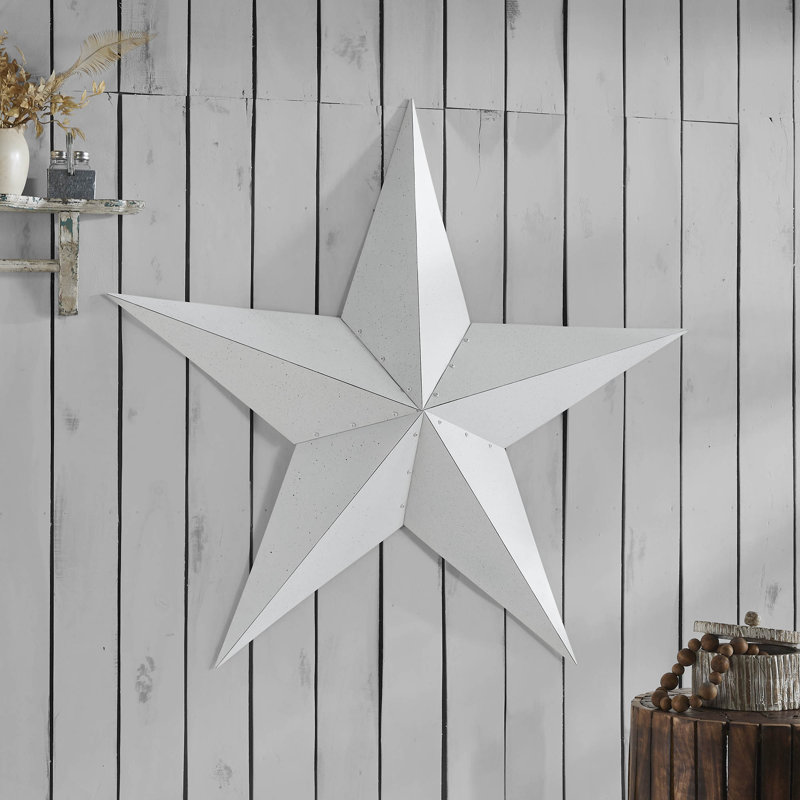 Étoile en métal festive, H 48 po x l 48 po x P 5,25 po, Noir / blanc
